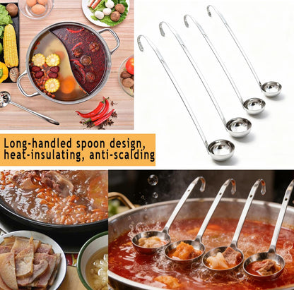 4 Pieces Stainless Steel Soup Ladle Metal Handle Ladle with Pouring Rim,1oz/2oz/3oz/4oz Set Ladles for Cooking Soup Sauce