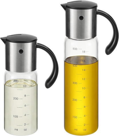 Large Olive Oil Dispenser Set Auto Flip No-Drip Cruet
