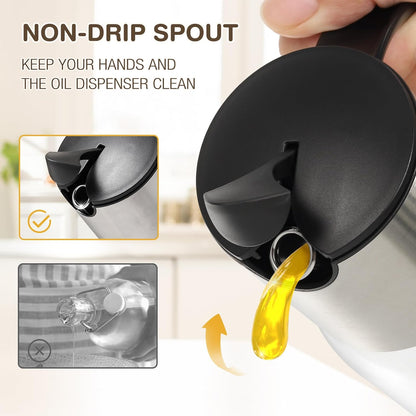 Large Olive Oil Dispenser Set Auto Flip No-Drip Cruet