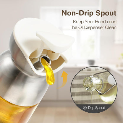 Large Olive Oil Dispenser Set Auto Flip No-Drip Cruet