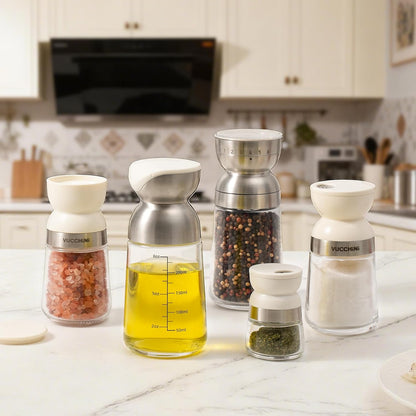 Large Olive Oil Dispenser Set Auto Flip No-Drip Cruet