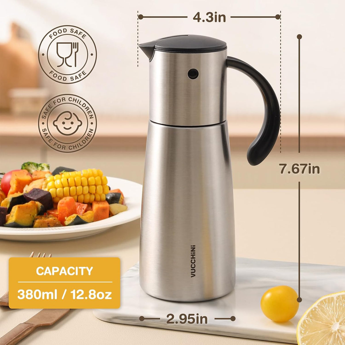 Large Olive Oil Dispenser Set Auto Flip No-Drip Cruet