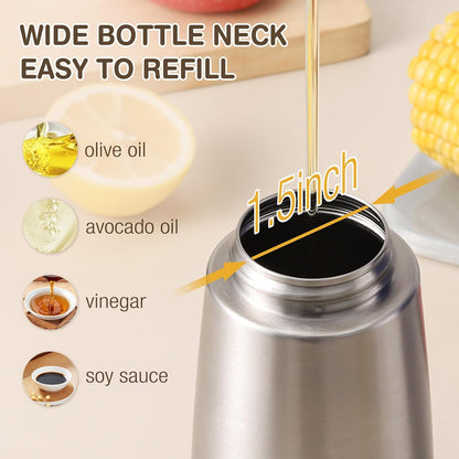 Large Olive Oil Dispenser Set Auto Flip No-Drip Cruet