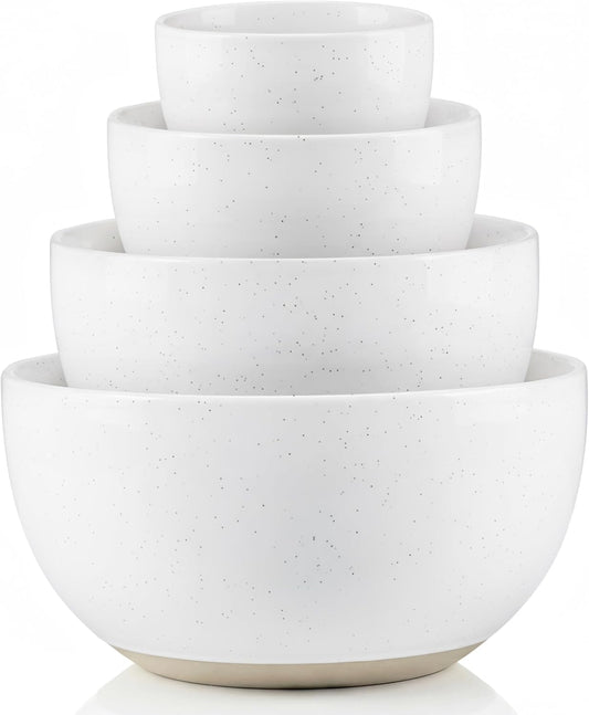 Mixing Bowls, Ceramic Nesting Bowls, Stoneware Kitchen Bowls, For Prep, Serving, Dishwasher Safe, 18/40/90/140 oz, Set of 4, Moonstone