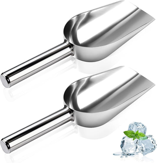 2 Pcs Ice Scoop, 6 Oz Metal Ice Scoop, Ice Scoops for Freezer | Stainless Steel Small Scoops with Round Bottom. Ice Scooper for Ice Machine Kitchen Flour Bar Party Wedding Pet Dog Food