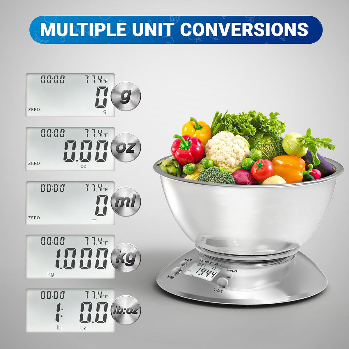 Kitchen Food Scale Digital Weight Grams and Oz 11lb/0.1oz