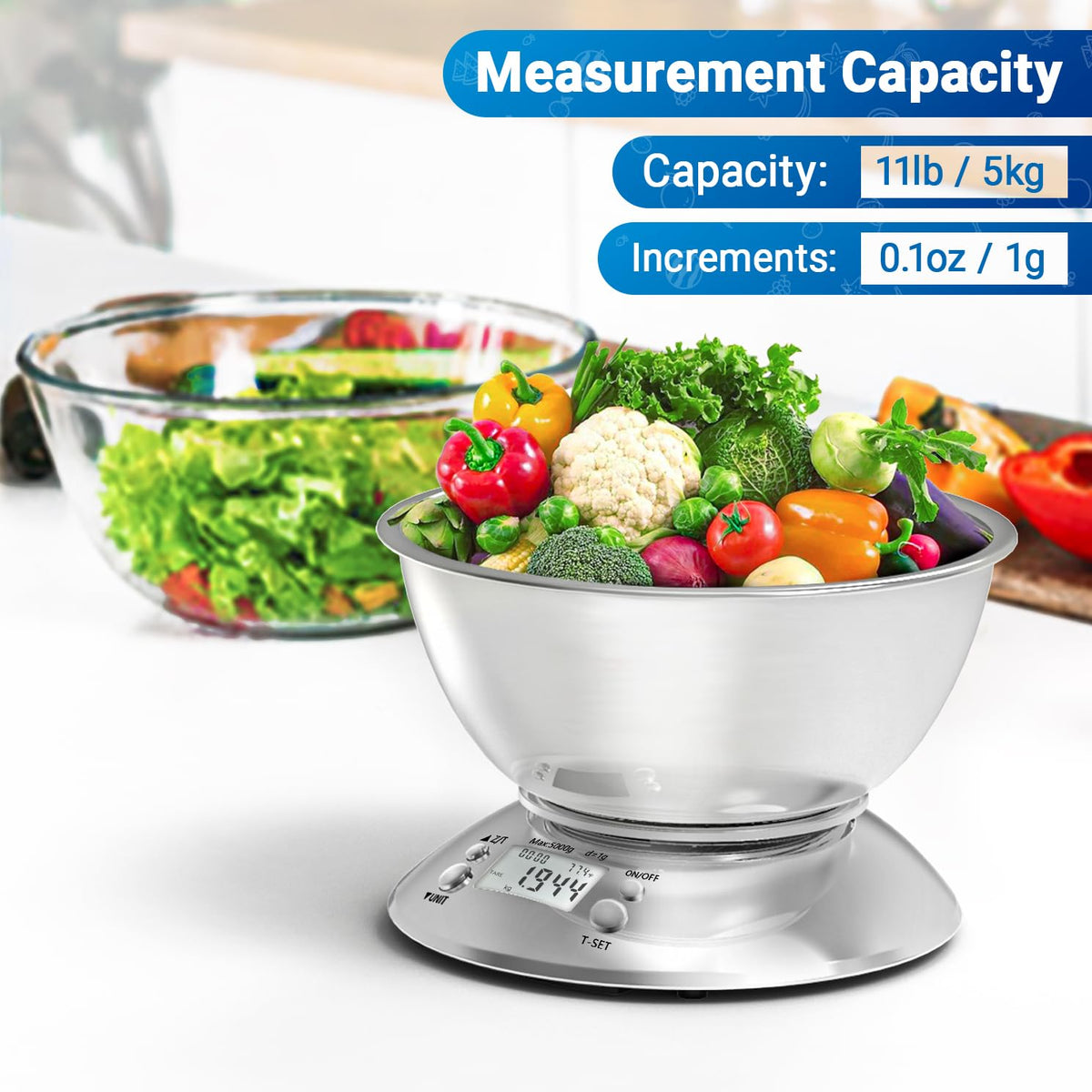 Kitchen Food Scale Digital Weight Grams and Oz 11lb/0.1oz