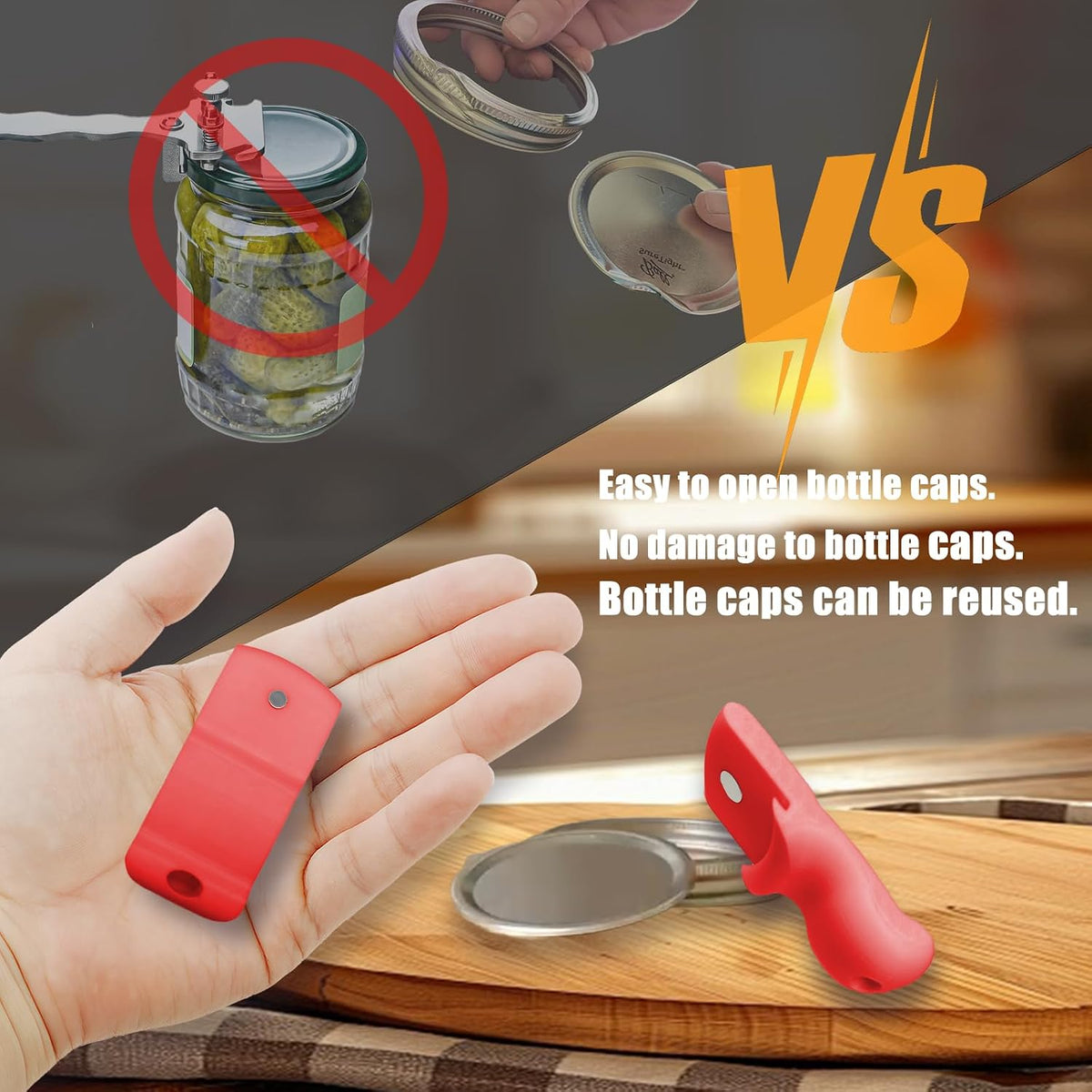 Canning Jar Opener, Mason Jar Opener Canning Tool, Releases Vacuum Seal on Wide Mouth and Regular Mouth Lids,Magnetic Jar Lid Lifter for Canning.Ideal for Preserving, Pickling and Home Food Storage