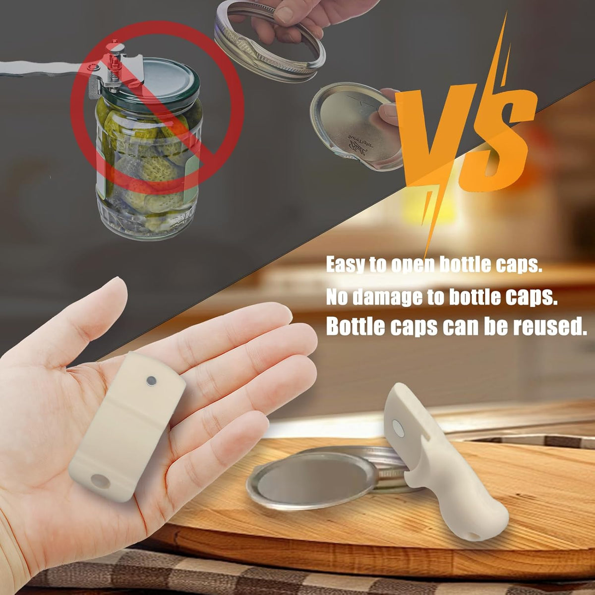 Canning Jar Opener, Mason Jar Opener Canning Tool, Releases Vacuum Seal on Wide Mouth and Regular Mouth Lids,Magnetic Jar Lid Lifter for Canning.Ideal for Preserving, Pickling and Home Food Storage