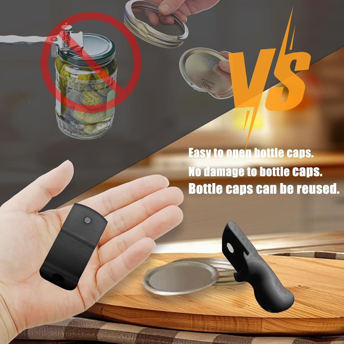 Canning Jar Opener, Mason Jar Opener Canning Tool, Releases Vacuum Seal on Wide Mouth and Regular Mouth Lids,Magnetic Jar Lid Lifter for Canning.Ideal for Preserving, Pickling and Home Food Storage