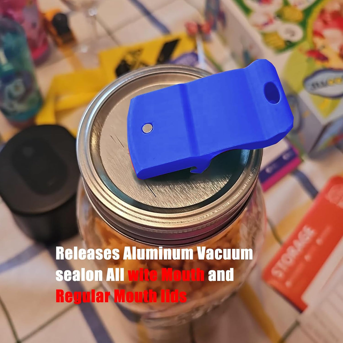 Canning Jar Opener, Mason Jar Opener Canning Tool, Releases Vacuum Seal on Wide Mouth and Regular Mouth Lids,Magnetic Jar Lid Lifter for Canning.Ideal for Preserving, Pickling and Home Food Storage