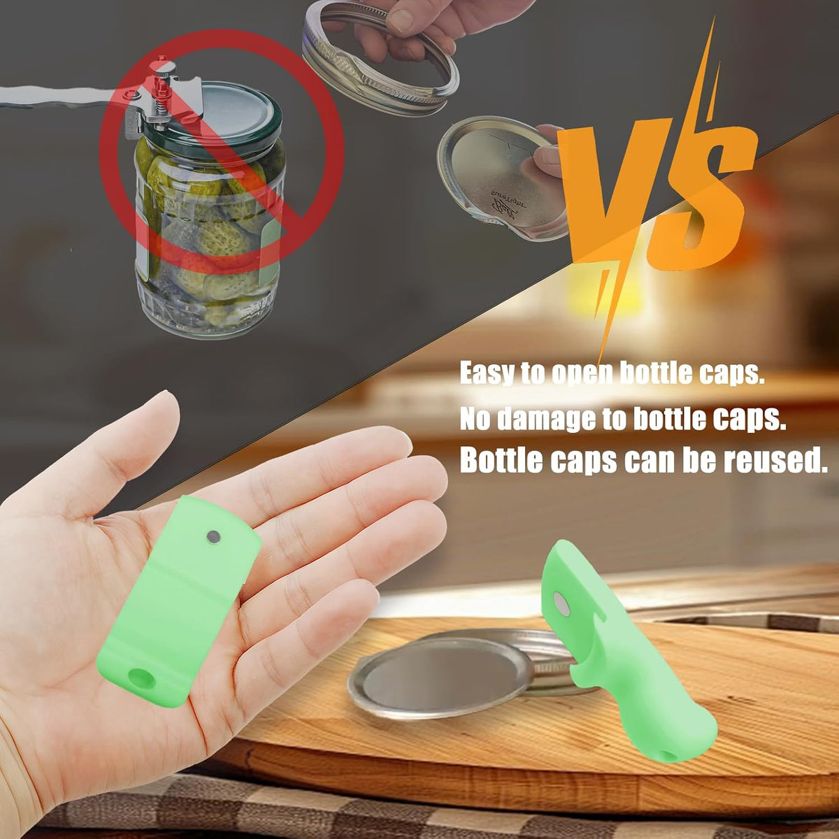 Canning Jar Opener, Mason Jar Opener Canning Tool, Releases Vacuum Seal on Wide Mouth and Regular Mouth Lids,Magnetic Jar Lid Lifter for Canning.Ideal for Preserving, Pickling and Home Food Storage