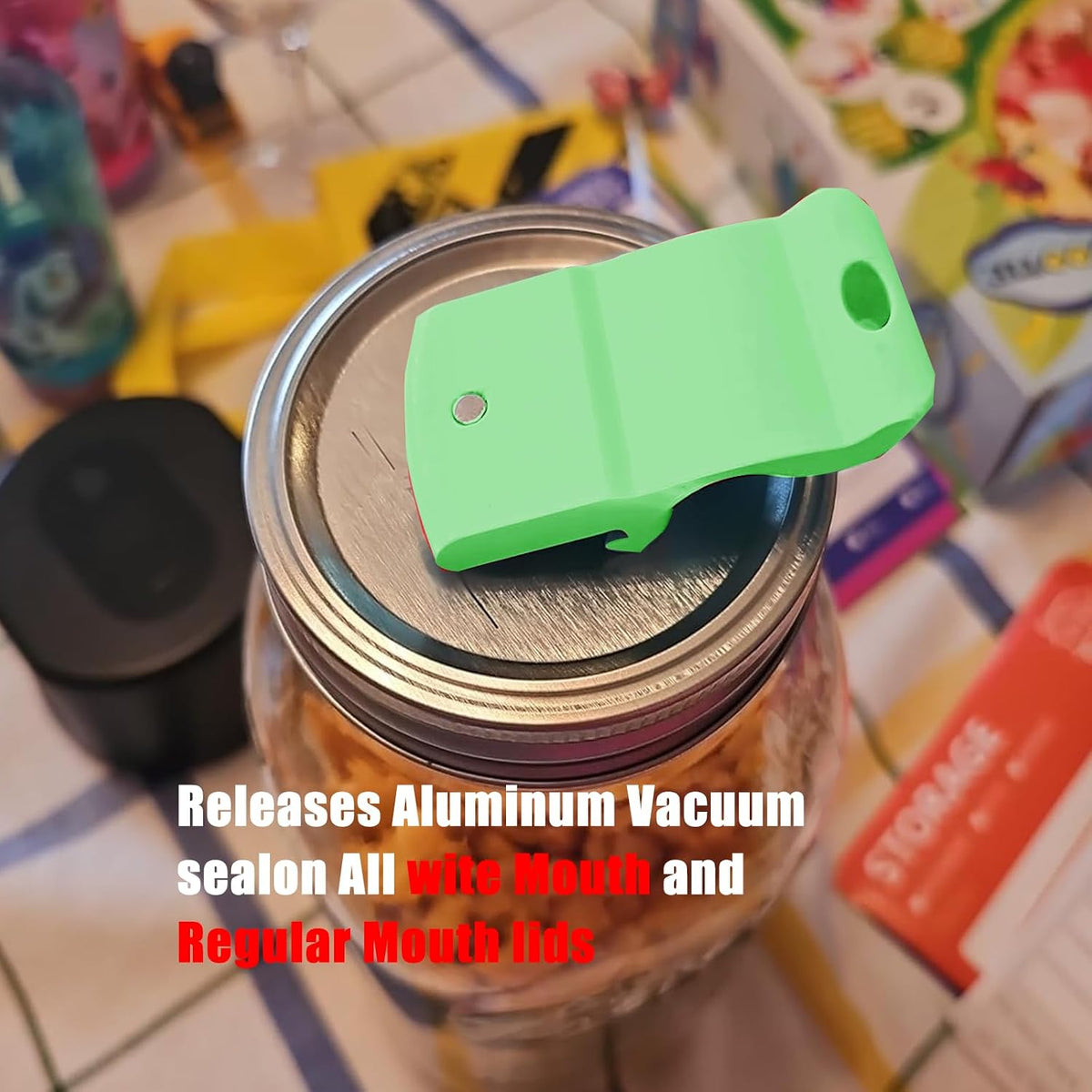 Canning Jar Opener, Mason Jar Opener Canning Tool, Releases Vacuum Seal on Wide Mouth and Regular Mouth Lids,Magnetic Jar Lid Lifter for Canning.Ideal for Preserving, Pickling and Home Food Storage