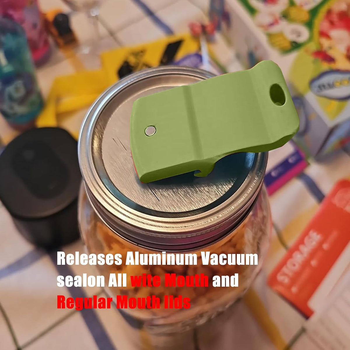 Canning Jar Opener, Mason Jar Opener Canning Tool, Releases Vacuum Seal on Wide Mouth and Regular Mouth Lids,Magnetic Jar Lid Lifter for Canning.Ideal for Preserving, Pickling and Home Food Storage