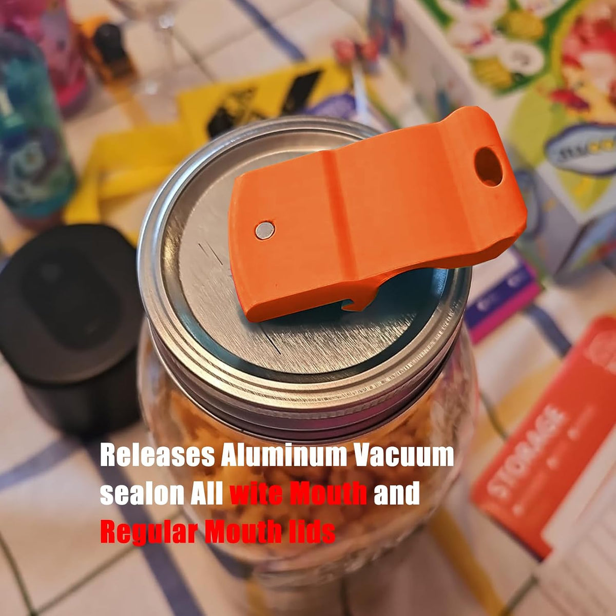 Canning Jar Opener, Mason Jar Opener Canning Tool, Releases Vacuum Seal on Wide Mouth and Regular Mouth Lids,Magnetic Jar Lid Lifter for Canning.Ideal for Preserving, Pickling and Home Food Storage