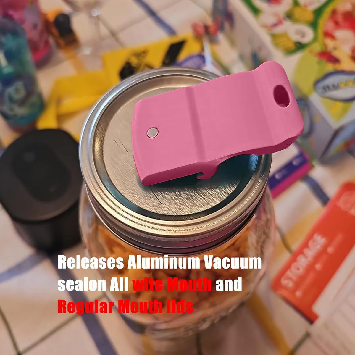 Canning Jar Opener, Mason Jar Opener Canning Tool, Releases Vacuum Seal on Wide Mouth and Regular Mouth Lids,Magnetic Jar Lid Lifter for Canning.Ideal for Preserving, Pickling and Home Food Storage