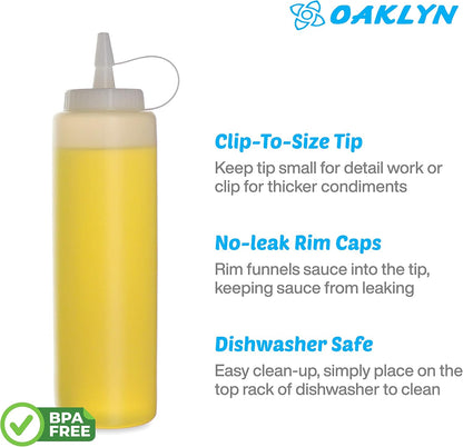 Squirt Bottles, BPA-Free Condiment Squeeze Bottles, 16oz