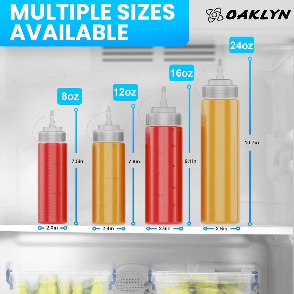 Squirt Bottles, BPA-Free Condiment Squeeze Bottles, 16oz
