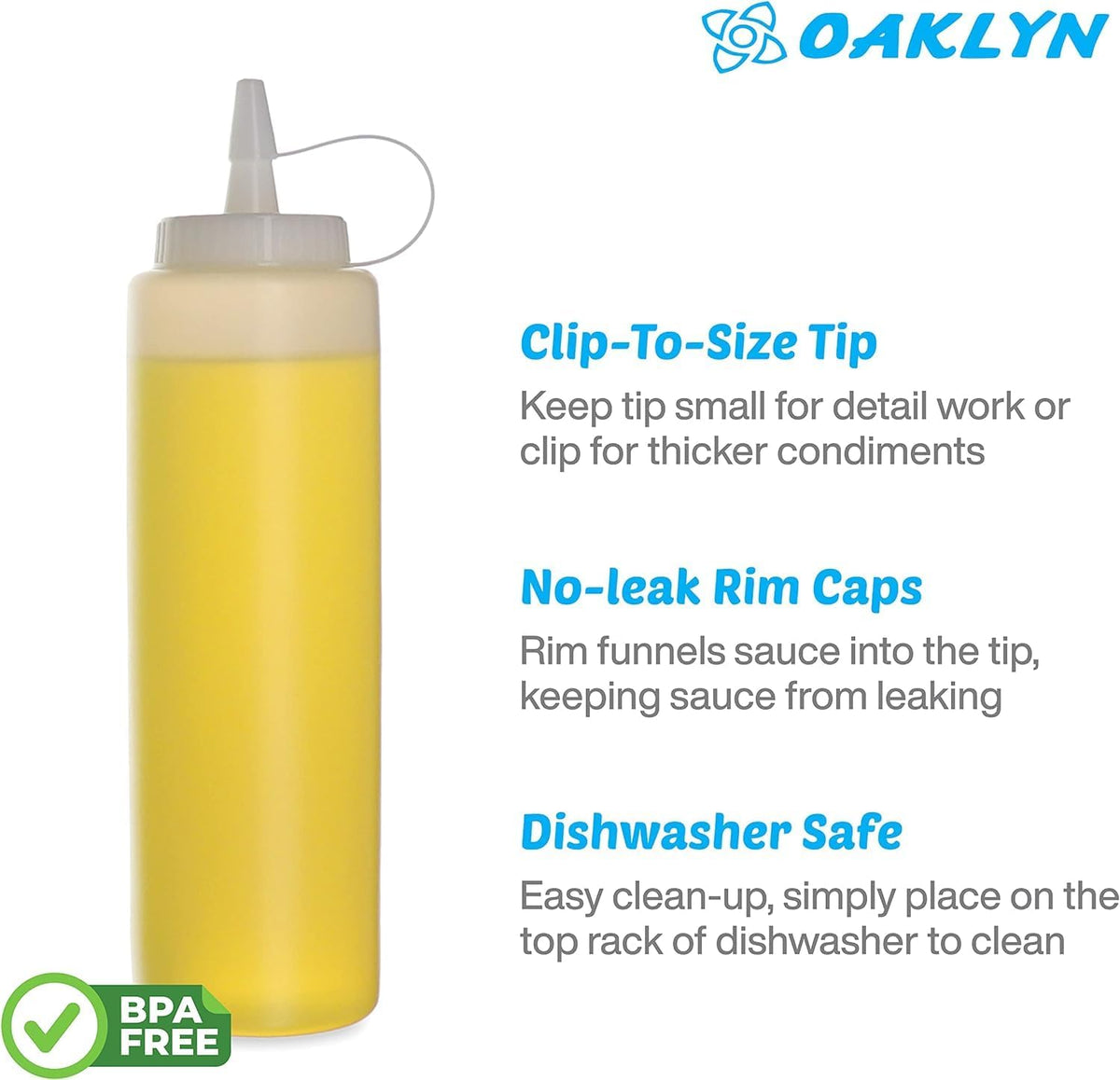 Squirt Bottles, BPA-Free Condiment Squeeze Bottles, 16oz