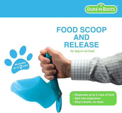 Pet Food Scoop and Release - Dog Food Measuring Cup - Dog Food Scoop with Measurements for Precise Portion Control & Easy Button Release for Spill-Free Feeding (Up to 2 Cups)