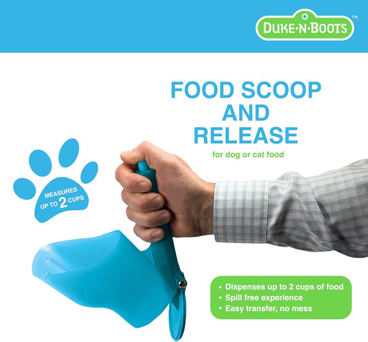 Pet Food Scoop and Release - Dog Food Measuring Cup - Dog Food Scoop with Measurements for Precise Portion Control & Easy Button Release for Spill-Free Feeding (Up to 2 Cups)