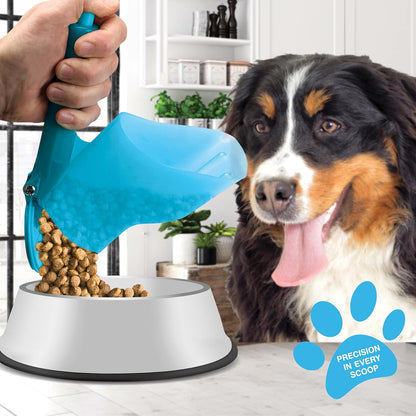 Pet Food Scoop and Release - Dog Food Measuring Cup - Dog Food Scoop with Measurements for Precise Portion Control & Easy Button Release for Spill-Free Feeding (Up to 2 Cups)