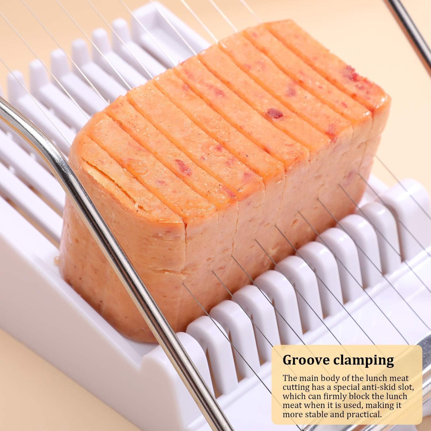 Slicer, Luncheon Meat Slicer Boiled Egg Fruit Soft Cheese Butter Slicers Cutter, Stainless Steel Wires, Cuts 10 Slices (White)