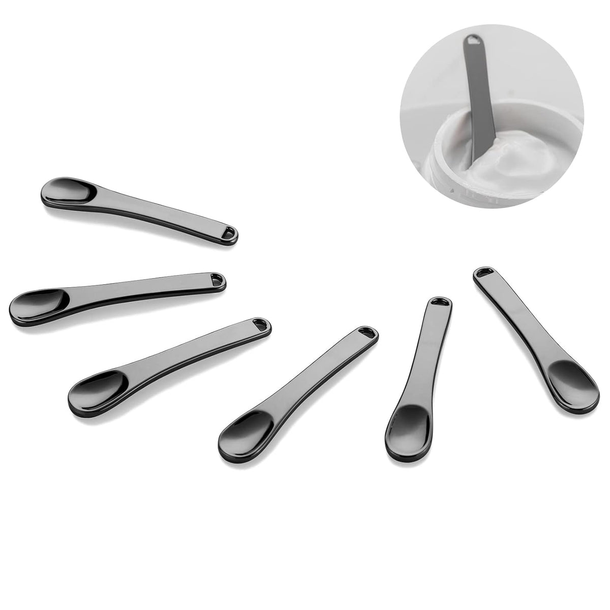 6 Pieces Metal Cosmetic Skincare Spatula, Mini Mask facial Reusable Scoop, Makeup Beauty Spoons for Cream, Lotions, Moisturizers (Rose Gold, Gold, Silver)