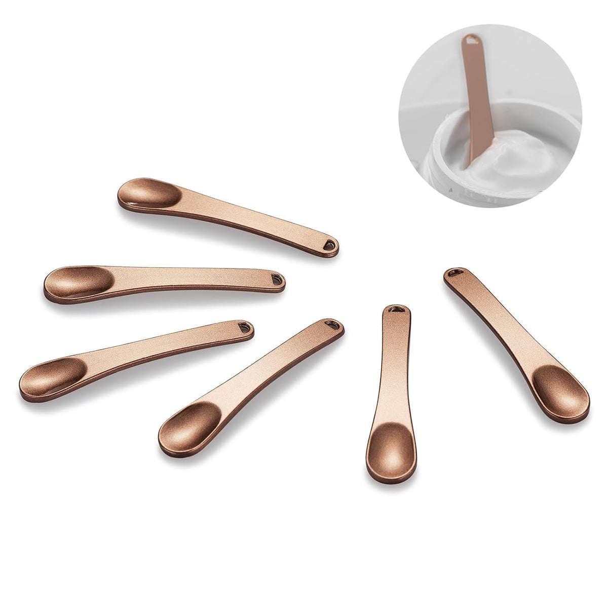 6 Pieces Metal Cosmetic Skincare Spatula, Mini Mask facial Reusable Scoop, Makeup Beauty Spoons for Cream, Lotions, Moisturizers (Rose Gold, Gold, Silver)