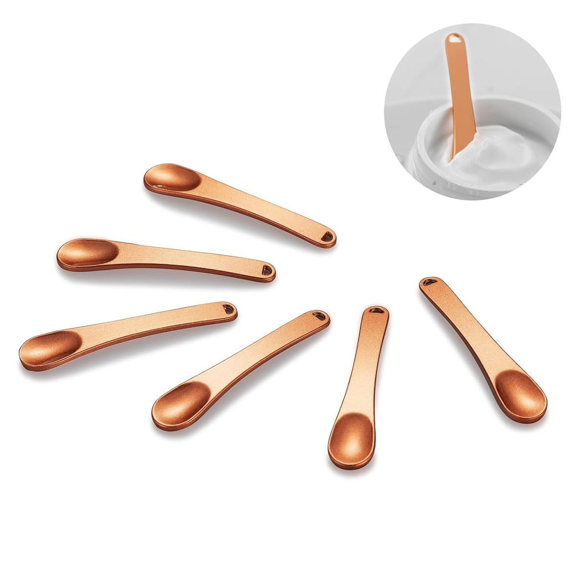 6 Pieces Metal Cosmetic Skincare Spatula, Mini Mask facial Reusable Scoop, Makeup Beauty Spoons for Cream, Lotions, Moisturizers (Rose Gold, Gold, Silver)