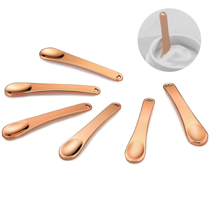 6 Pieces Metal Cosmetic Skincare Spatula, Mini Mask facial Reusable Scoop, Makeup Beauty Spoons for Cream, Lotions, Moisturizers (Rose Gold, Gold, Silver)
