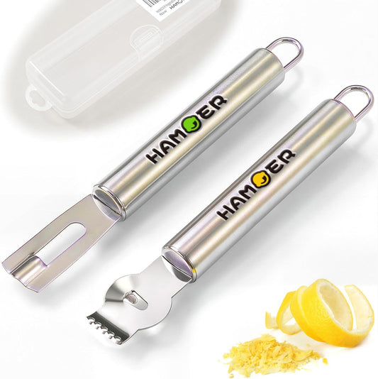 Lemon Zester Grater Channel Knife Handheld for Bar Kitchen full Stainless Steel tool set