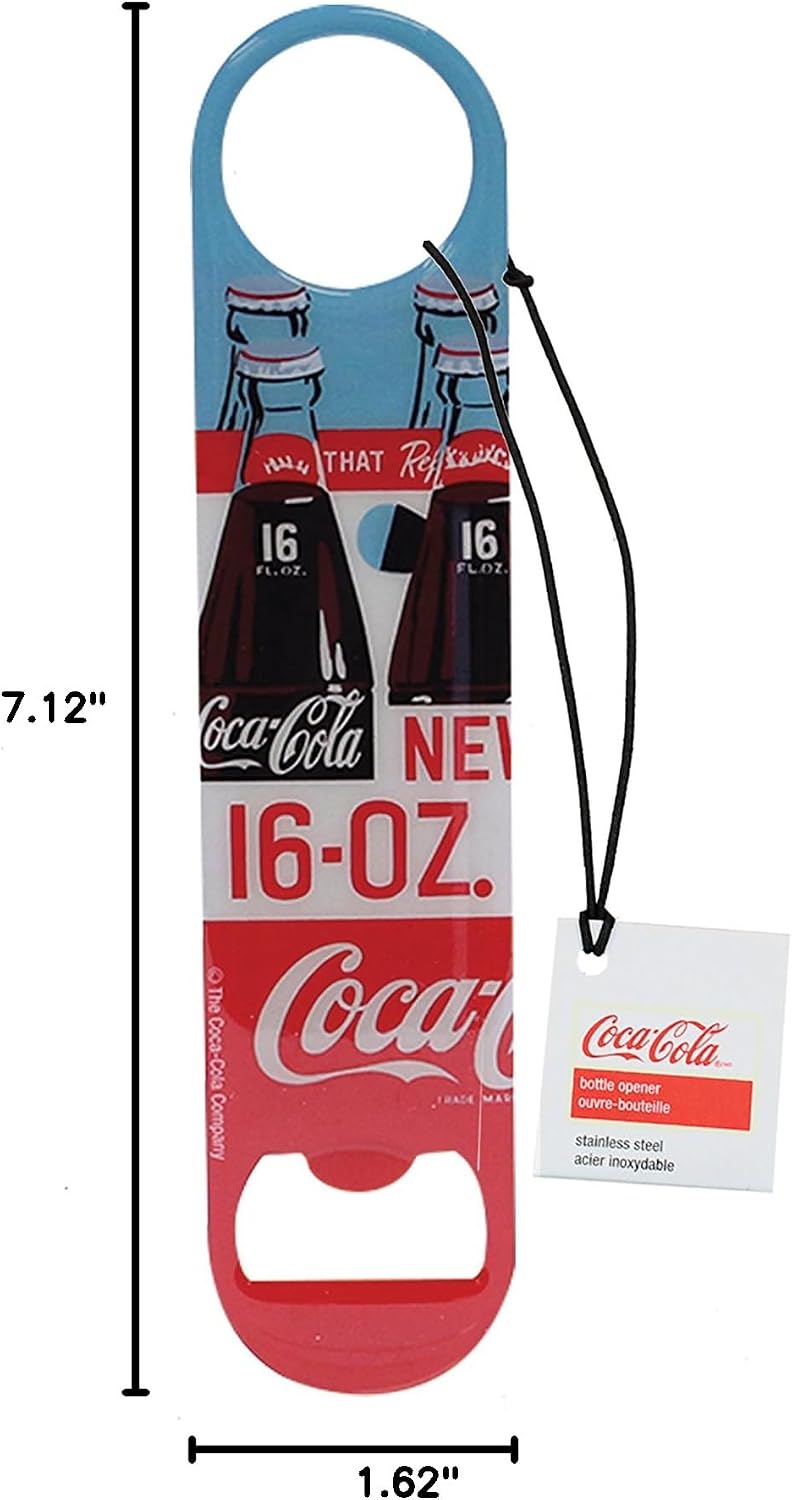 Stainless Steel Coca-Cola Bottle Opener Fridge Magnet, Red