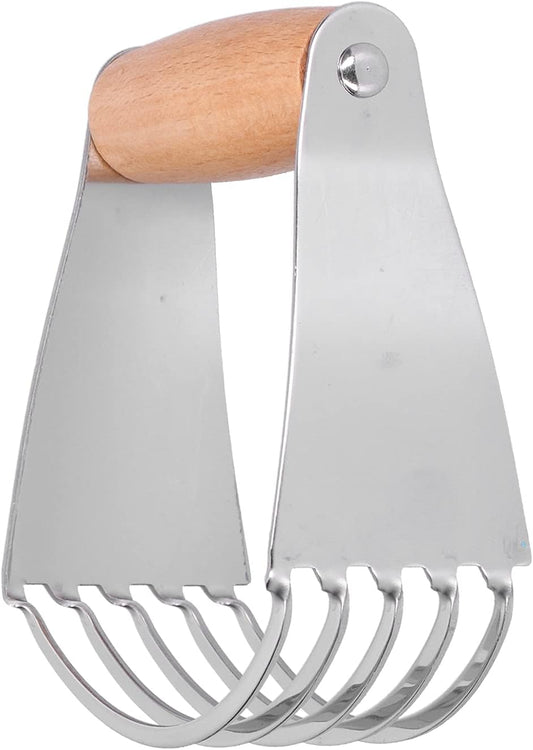 Pastry Blender Dough Blender, with Stainless Steel Blades, Material for Baking, Easy to Use (Wood Color)
