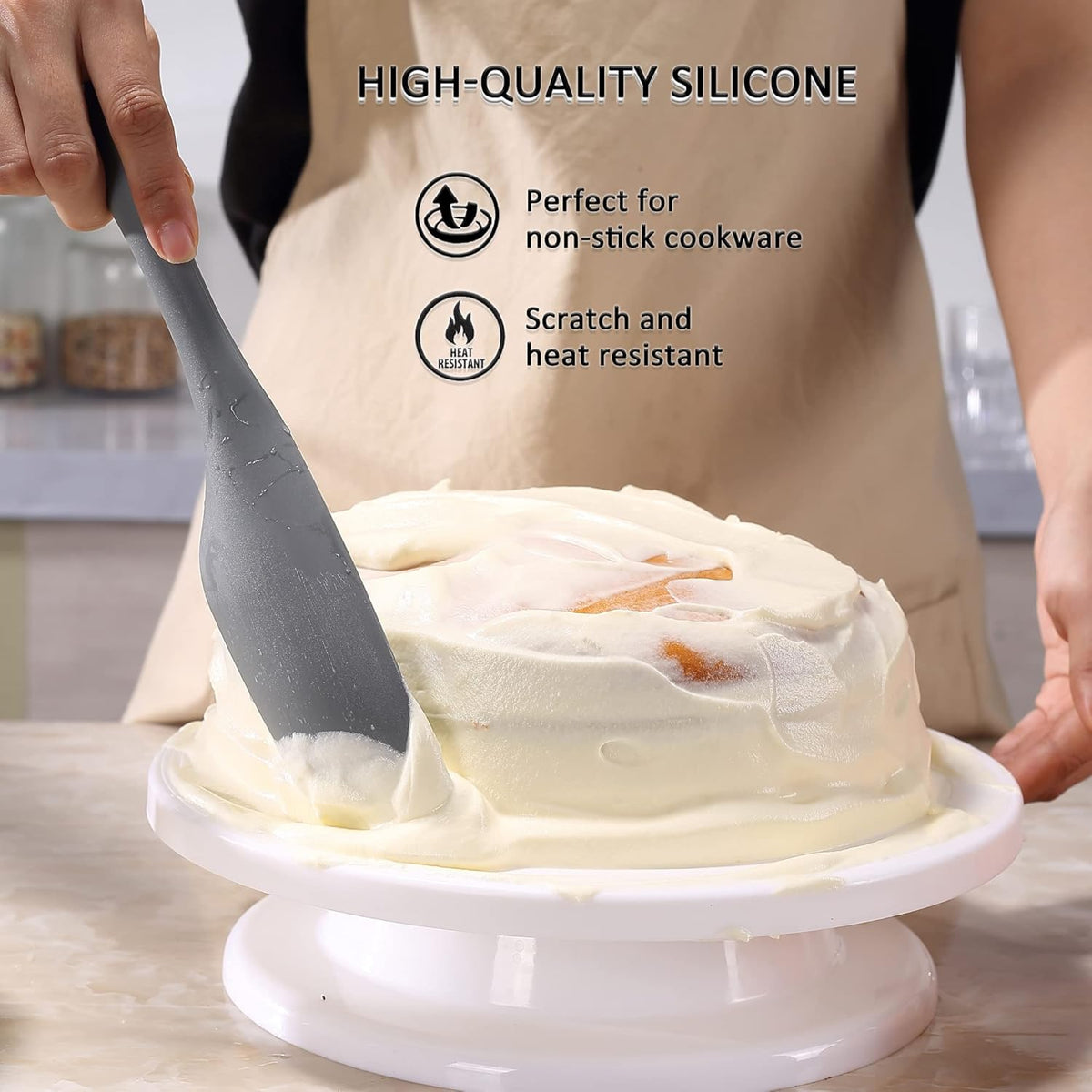 Silicone Spurtle Set, Silicone Spatula Set, Heat Resistant Cooking Utensil for Nonstick Cookware, Serving，Baking, Whisking, Smashing, Scooping, Spreading