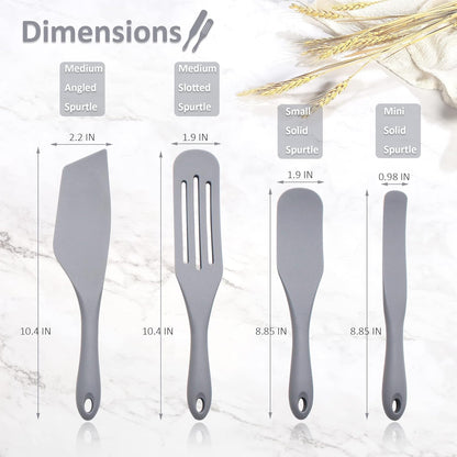 Silicone Spurtle Set, Silicone Spatula Set, Heat Resistant Cooking Utensil for Nonstick Cookware, Serving，Baking, Whisking, Smashing, Scooping, Spreading