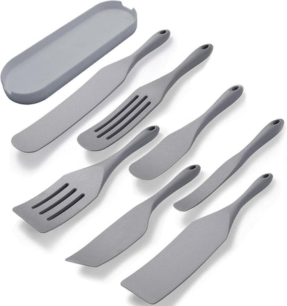Silicone Spurtle Set, Silicone Spatula Set, Heat Resistant Cooking Utensil for Nonstick Cookware, Serving，Baking, Whisking, Smashing, Scooping, Spreading