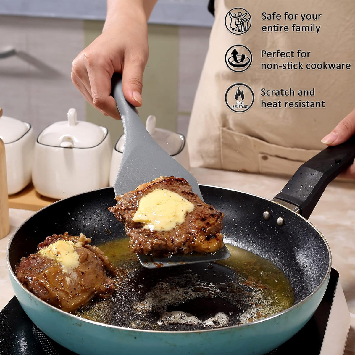 Silicone Spurtle Set, Silicone Spatula Set, Heat Resistant Cooking Utensil for Nonstick Cookware, Serving，Baking, Whisking, Smashing, Scooping, Spreading