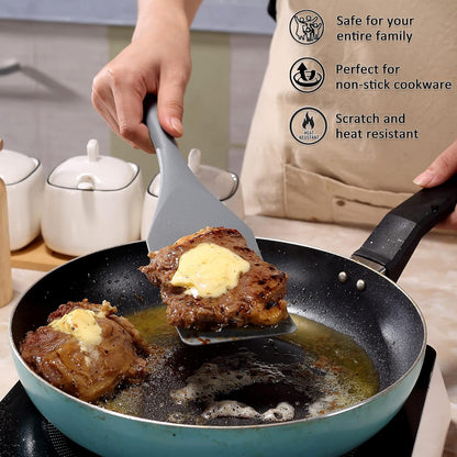 Silicone Spurtle Set, Silicone Spatula Set, Heat Resistant Cooking Utensil for Nonstick Cookware, Serving，Baking, Whisking, Smashing, Scooping, Spreading