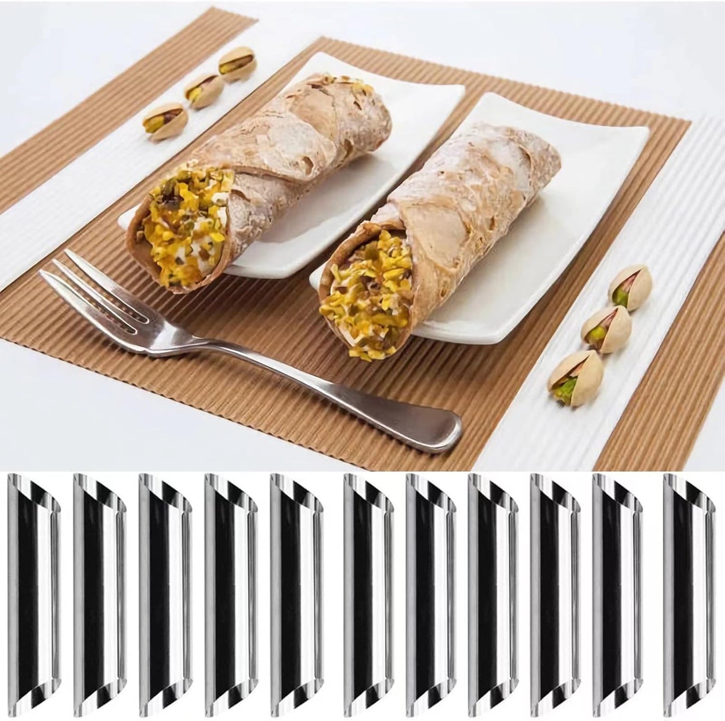 large Cream Horn Molds 5-inch, 16 PCS Cream Horns Pastry Molds with Cleaning Brush Croissant Baking Forms for Baking Croissants Bead, Chocolate Croissant, Brioche Rolls, Party Dessert