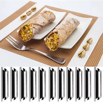 large Cream Horn Molds 5-inch, 16 PCS Cream Horns Pastry Molds with Cleaning Brush Croissant Baking Forms for Baking Croissants Bead, Chocolate Croissant, Brioche Rolls, Party Dessert