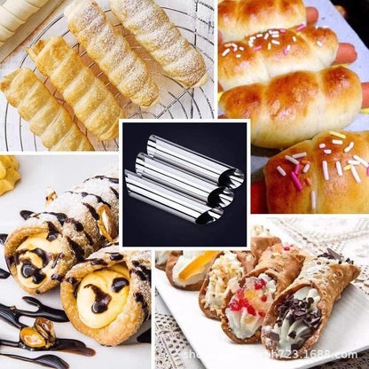 large Cream Horn Molds 5-inch, 16 PCS Cream Horns Pastry Molds with Cleaning Brush Croissant Baking Forms for Baking Croissants Bead, Chocolate Croissant, Brioche Rolls, Party Dessert