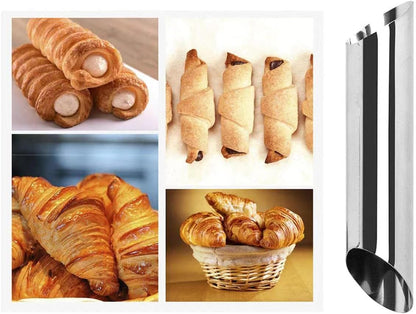 large Cream Horn Molds 5-inch, 16 PCS Cream Horns Pastry Molds with Cleaning Brush Croissant Baking Forms for Baking Croissants Bead, Chocolate Croissant, Brioche Rolls, Party Dessert