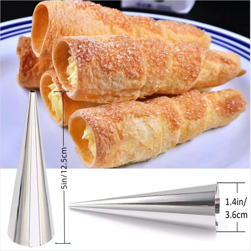 large Cream Horn Molds 5-inch, 16 PCS Cream Horns Pastry Molds with Cleaning Brush Croissant Baking Forms for Baking Croissants Bead, Chocolate Croissant, Brioche Rolls, Party Dessert