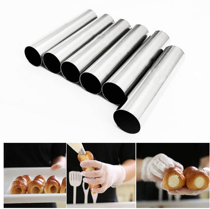 large Cream Horn Molds 5-inch, 16 PCS Cream Horns Pastry Molds with Cleaning Brush Croissant Baking Forms for Baking Croissants Bead, Chocolate Croissant, Brioche Rolls, Party Dessert