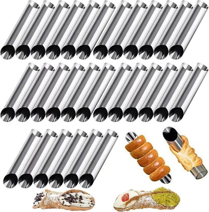 large Cream Horn Molds 5-inch, 16 PCS Cream Horns Pastry Molds with Cleaning Brush Croissant Baking Forms for Baking Croissants Bead, Chocolate Croissant, Brioche Rolls, Party Dessert
