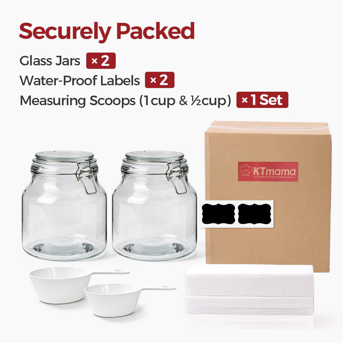 Glass Jars with Airtight Lids 0.6 Gallon 2 Pack Kitchen Canisters