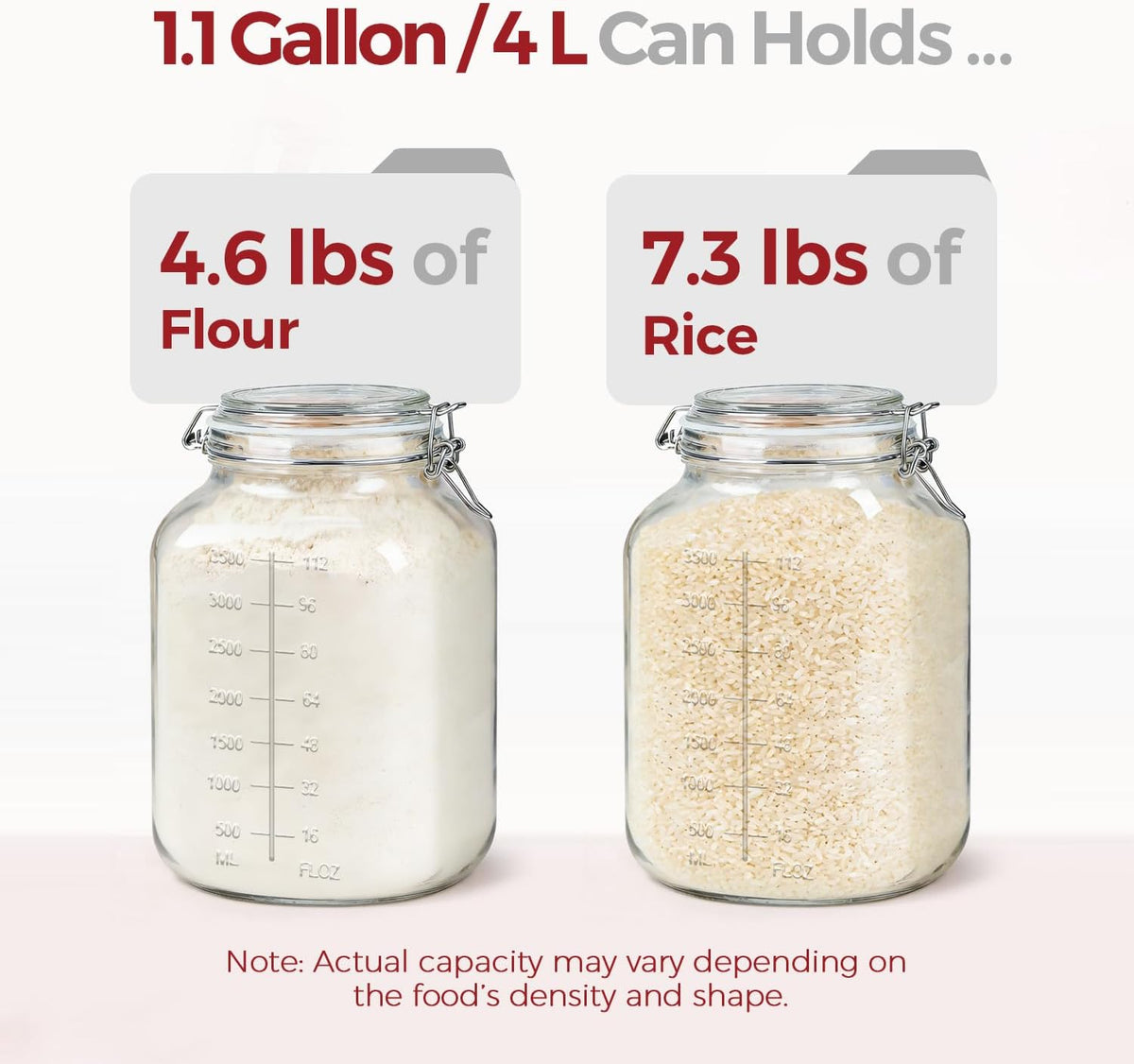 Glass Jars with Airtight Lids 0.6 Gallon 2 Pack Kitchen Canisters