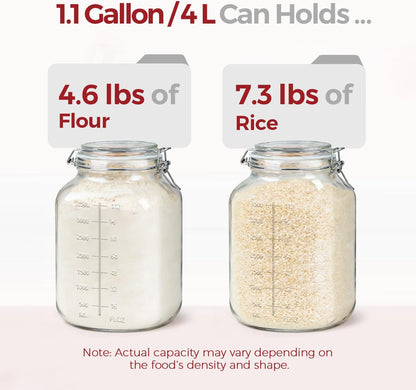 Glass Jars with Airtight Lids 0.6 Gallon 2 Pack Kitchen Canisters