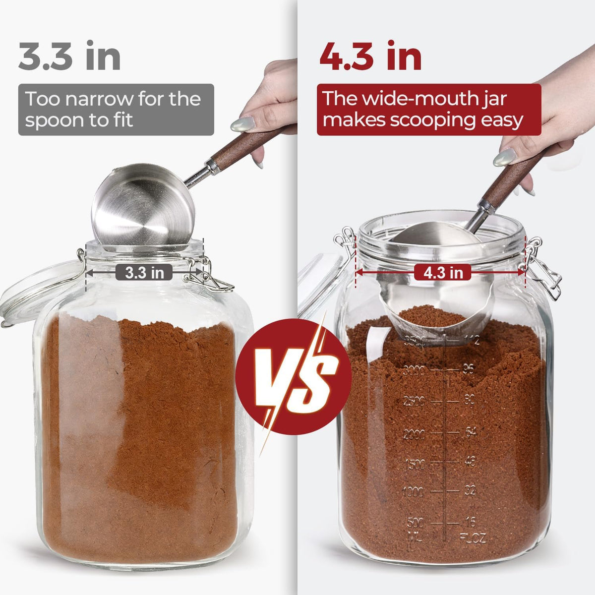 Glass Jars with Airtight Lids 0.6 Gallon 2 Pack Kitchen Canisters
